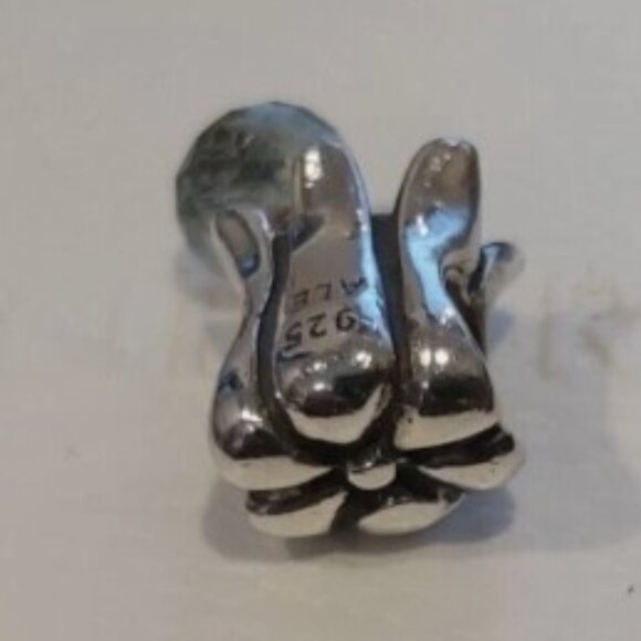 AUTH PANDORA Sterling Silver *RETIRED & RARE* Tulip w/blue Aquamarine 790248AQ - Picture 3 of 8